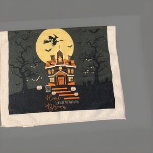 Halloween Decor Dish Towel “Home Is Where You Hang Your Broom” Kitchen Towel